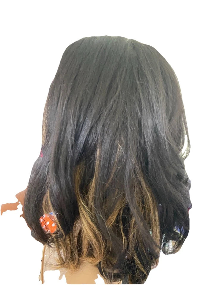 sensational T Lace Wig dark brown/honey blonde 16/18 inch layered french curls - Image 3 of 4