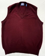 Vintage Pendleton sweater vest 100 virgin wool V-neck burgundy Wine Maroon M