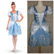 New Disney Store CINDERELLA Costume Dress Adult Women Blue Silver Princes LARGE