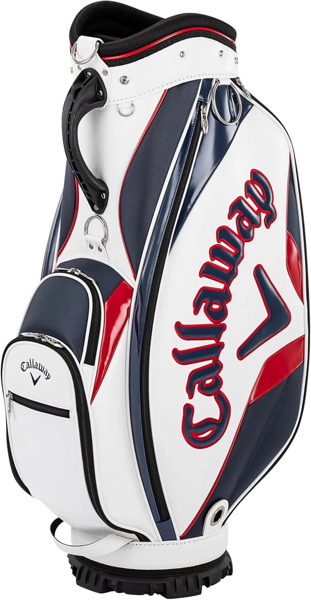 Sac De Golf Callaway Chrome Tour ELYTE 2025 - 9" X 47", 5 Diviseurs, Blanc/bleu Marine/rouge, Stand Bag