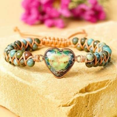 African Turquoise Braided Healing Bracelet Reiki Energy Chakra Gift for Women