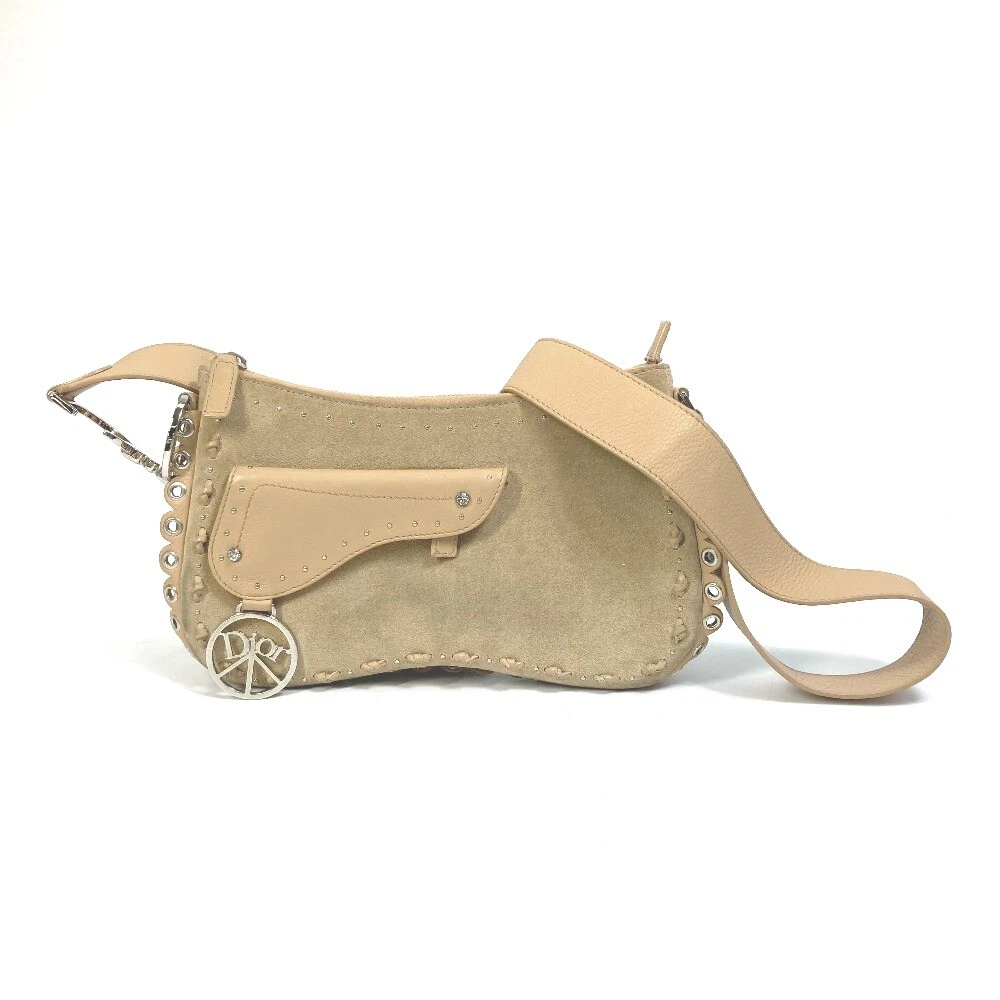 DIOR saddle Shoulder Bag Suede / Leather Beige