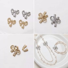 2pcs CZ pave Bowknot Charm,Cubic Zirconia Bowtie Pendant,Zircon Bow Charm
