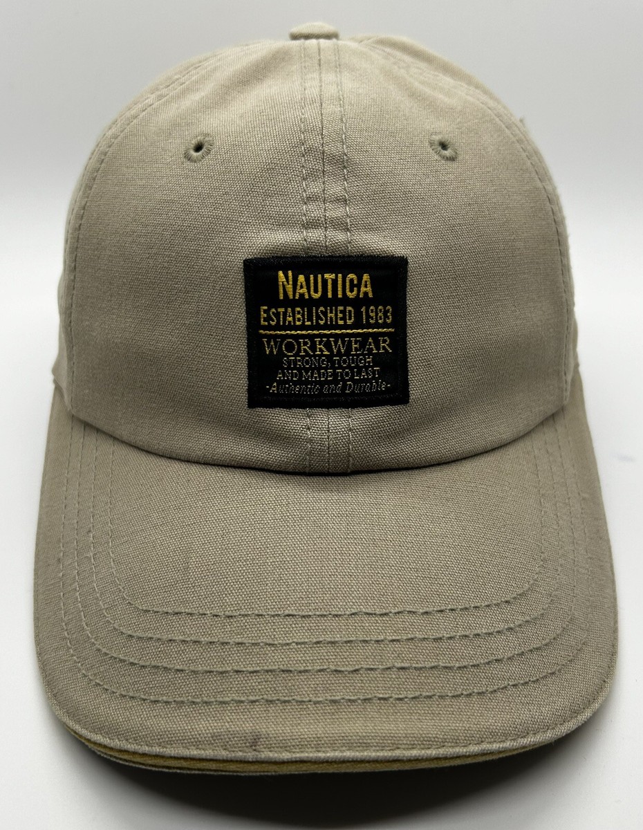 Nautica Est. 1983 Workwear Cap Hat Adult Leather Backstrap Beige