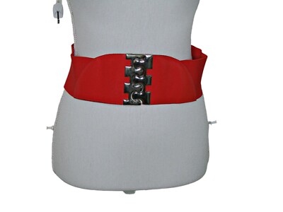 Vintage Bright Red Womens Stretchable Lock Belt Size M/L Seiferts Store 70's NWT