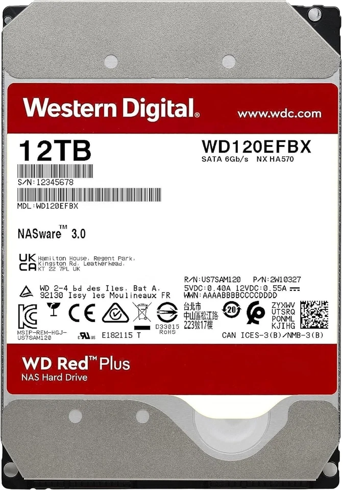 WD Red Plus 12 TB NAS 3.5" Internal Hard Drive - 7200 RPM Class, SATA 6 Gb/s CMR - Image 2 of 4