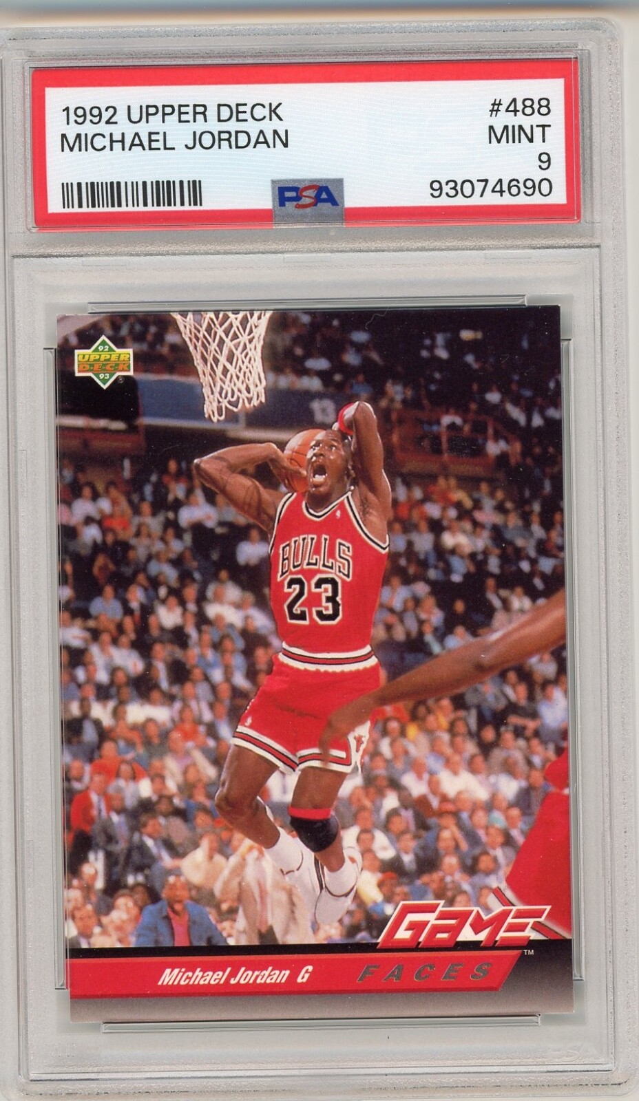 1992-93 1992 UPPER DECK #488 Game Faces MICHAEL JORDAN PSA 9 MINT