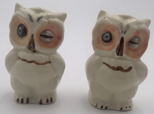 Vintage Shawnee Pottery Winking Owl Salt & Pepper Shakers
