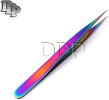 New DDP Multi Rainbow Color 3d Eyelash Extension Tweezers Straight Fine Point