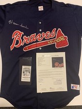 Warren Spahn Signed Authentic Rawlings Braves Jersey JSA LOA & Card Show Ticket