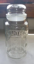 Planters Mr. Peanut 75th Anniversary glass jar canister embossed VG+