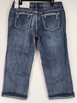 Christopher & Banks Jean Capris Womens 8 Blue Denim Mom Core Casual Roll Up