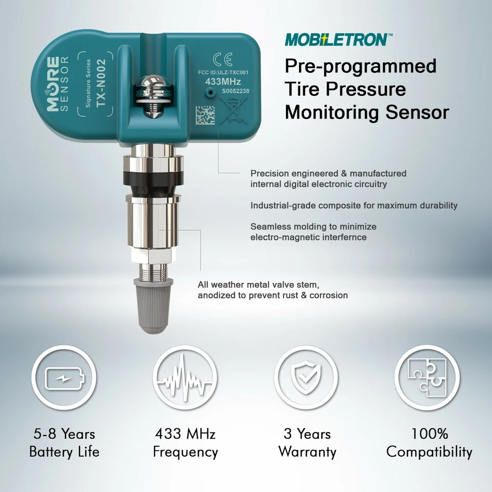 Paquete de 4 sensores de neumáticos TPMS de 433 MHz | 911 Cayenne Cayman OE# 99760602100 95536166101 Foto 3 de 4