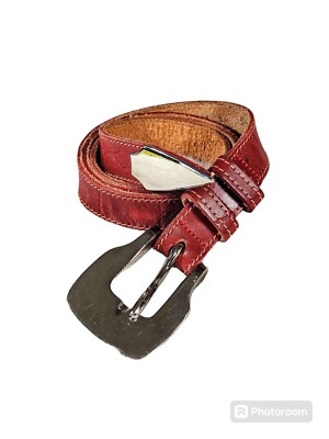 VINTAGE 80s 90s Skinny Red Leather Belt Vintage 90 main image 4