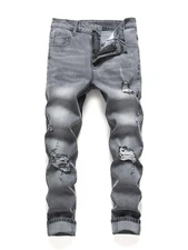 Pantalones ® Ropa Para Hombres de Vestir Elegante Moda Pantalón Vaqueros Gris