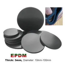 Round Solid EPDM Rubber Disc Discs Pads | Diameter: 10mm-100mm | Thickness 3mm