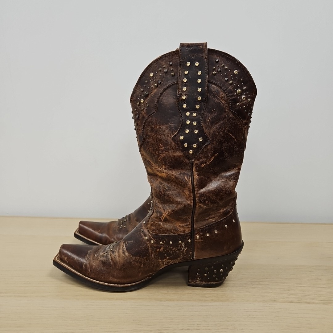 Ariat Rhinestone Western Chunky Heel Cowgirl Leather Stud Boots Uk Us 10