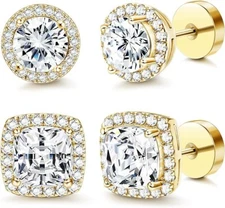 Aretes Para Hombre Hip Hop Aretes De Plata En Oro Plateado Para Hombres