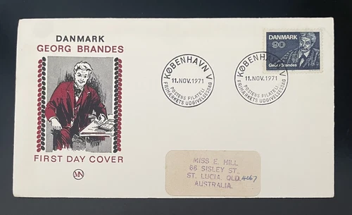 DENMARK-1971-GEORG BRANDES-FDC-J402