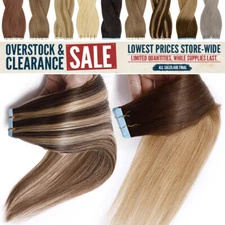 CLEARANCE Tape In Real Remy Human Hair Extensions Skin Weft THICK Balayage Ombre