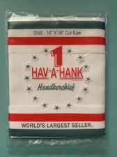 VINTAGE Single pack HAV-A-HANK White Handkerchief 16" x 16" Cut Size 100 Cotton