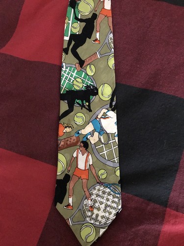 NEW Nicole Miller Vintage Designer “Tennis” Themed Silk Tie From The 1990s - OS