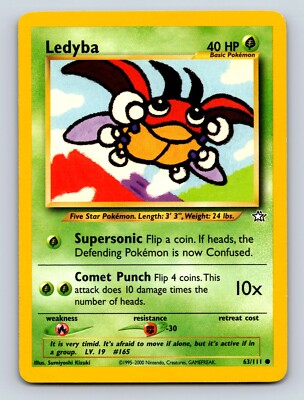 Ledyba HP 40 Comet Punch Supersonic Rarity Green Pokémon