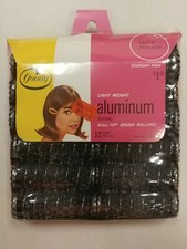 Vintage Brush Rollers Aluminum Spiral Ball Tip 12 Large Rollers Goody NICE