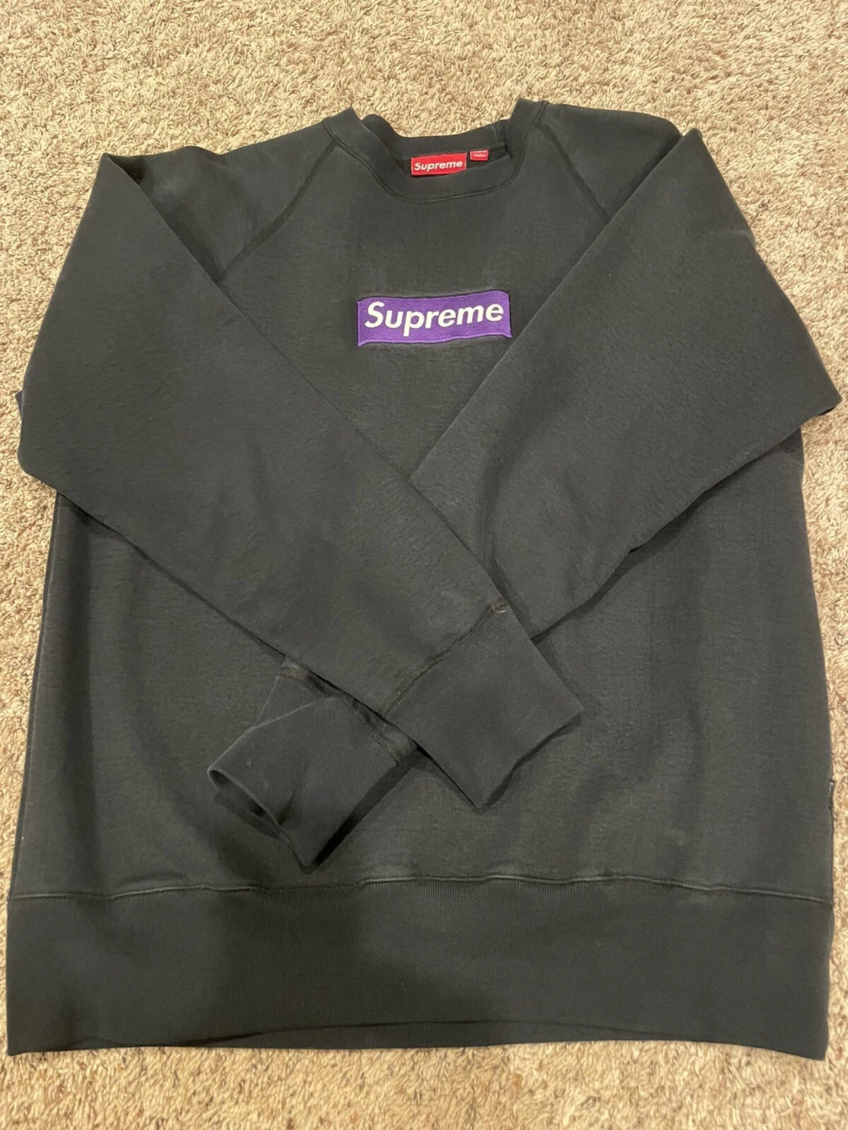 Supreme Box logo crewneck noir et violet 2005