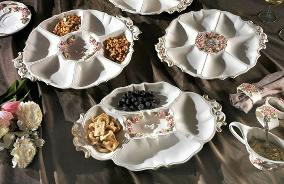 Piatto da snacks con scomparti vassoio per aperitivo in Porcellana Capodimonte