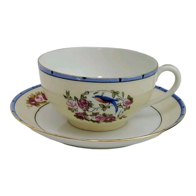 Vintage Noritake Handpainted Bird Tea Cup Saucer Set Gilded Gold Made In Japan
