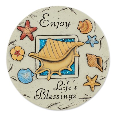 ENJOY LIFE'S BLESSINGS STEPPING STONE - 10'' ROUND - CEMENT