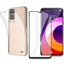 PROTECTOR PANTALLA CRISTAL TEMPLADO PARA ZTE BLADE A52 + FUNDA SILICONA TRANSPARENTE