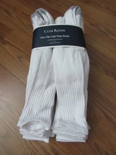 CLUB ROOM, MEN'S NEW WHITE/GRAY POLY BL OVER THE CALF TUBE SOCKS, 12PR