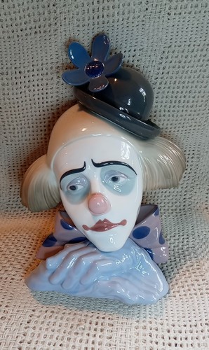 Original LLadró Pensive Clown Head Bowler Hat, 5130 Retired Circus Porcelain Fig - Picture 3 of 24