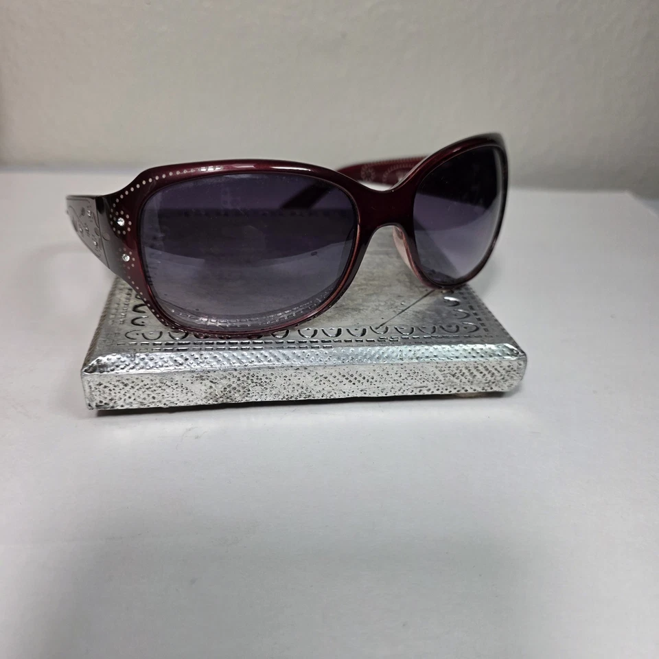 Elegantes gafas de sol borgoña con estrás para mujer de gran tamaño glamuroso estilo de alta costura #100 Foto 2 de 4