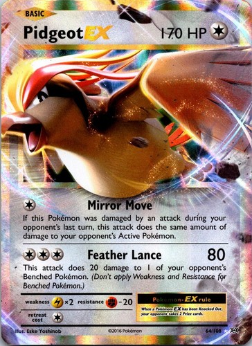 Pidgeot EX 64/108 Holo Ultra Rare Evolutions Pokemon Lightly Played