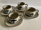 Vintage handbemalte Blumen Tasse und Untertasse 4er Set