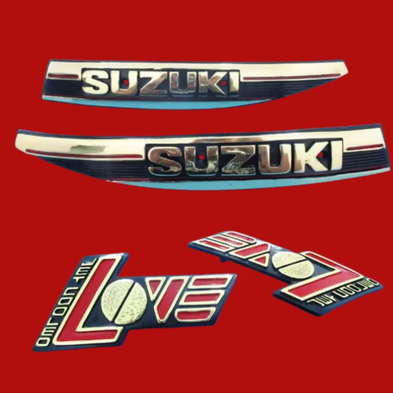 Fuel Tank Emblem & Side Cover Emblem Set "Gold" For SUZUKI RC100G - Picture 1 of 6