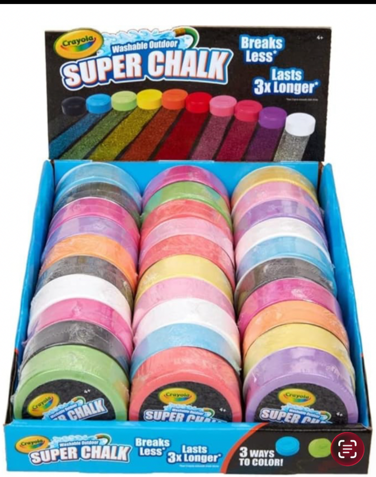 Crayola Super Chalk Box Of 30 Assorted Colours Washable Wholesale Offer UK