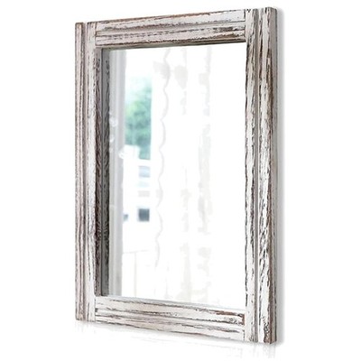 Rustic Wood Framed Mirror 20''x16'' - Farmhouse White