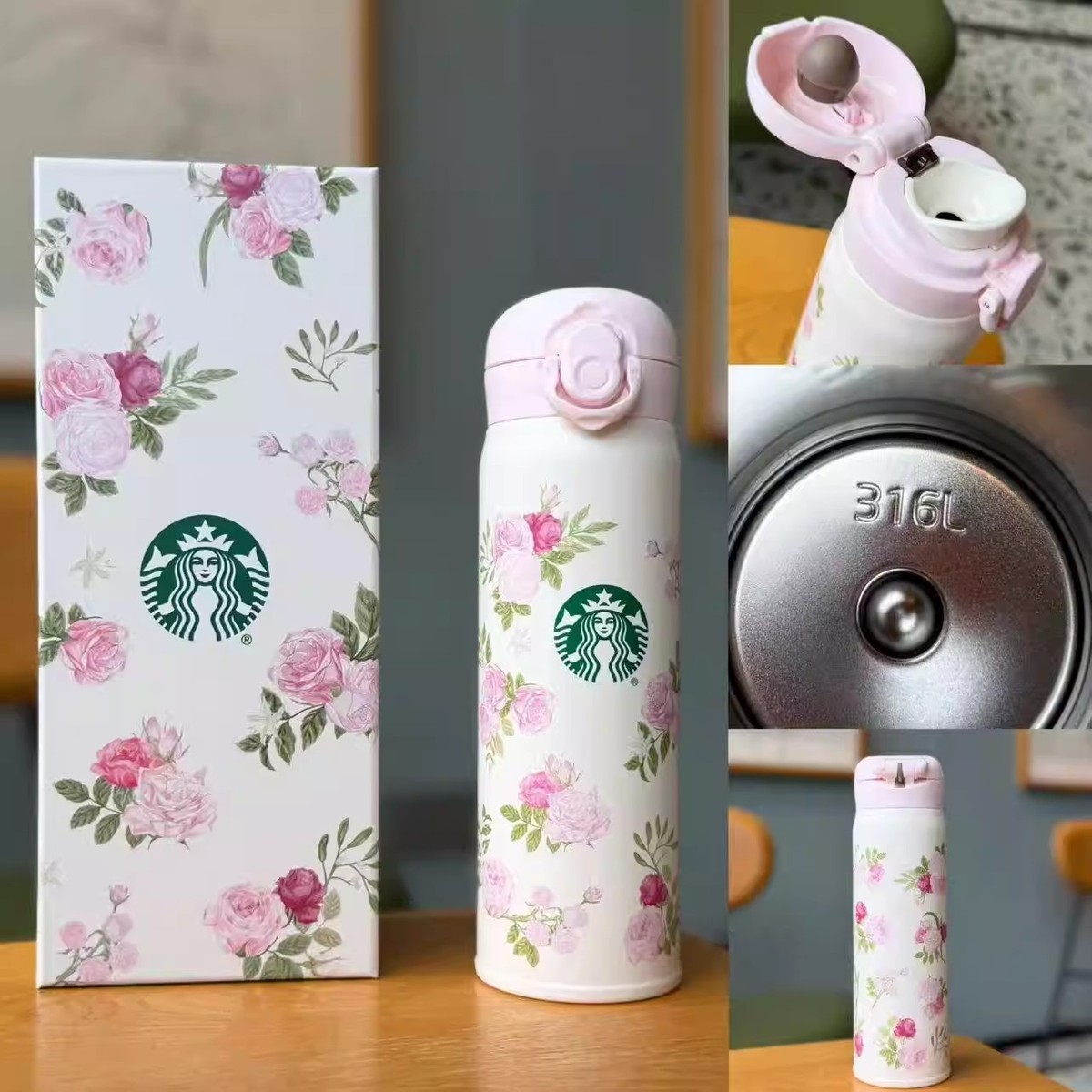 Starbucks China 2026 Rose Garden Thermos SS Bottle 17oz Floral
