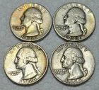 1947, 49D, 50, 58D - 90% Silver Washington Quarters ($1.00). .7234 OzT. A1628.
