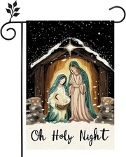 Oh Holy Night Jesus Nativity Garden Flag 12 X 18 Inch Double Sided Jesus Nativit