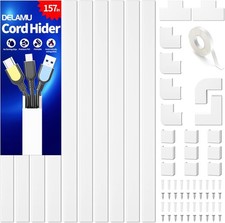Delamu Cord Hider, 157in Wire Covers for Cords on Wall, Premium Cable Hider Cord