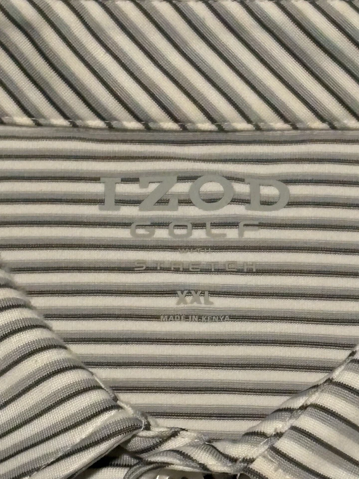 Polo Izod Performance elástico para hombre tejido blanco a rayas talla 2XL Foto 2 de 4