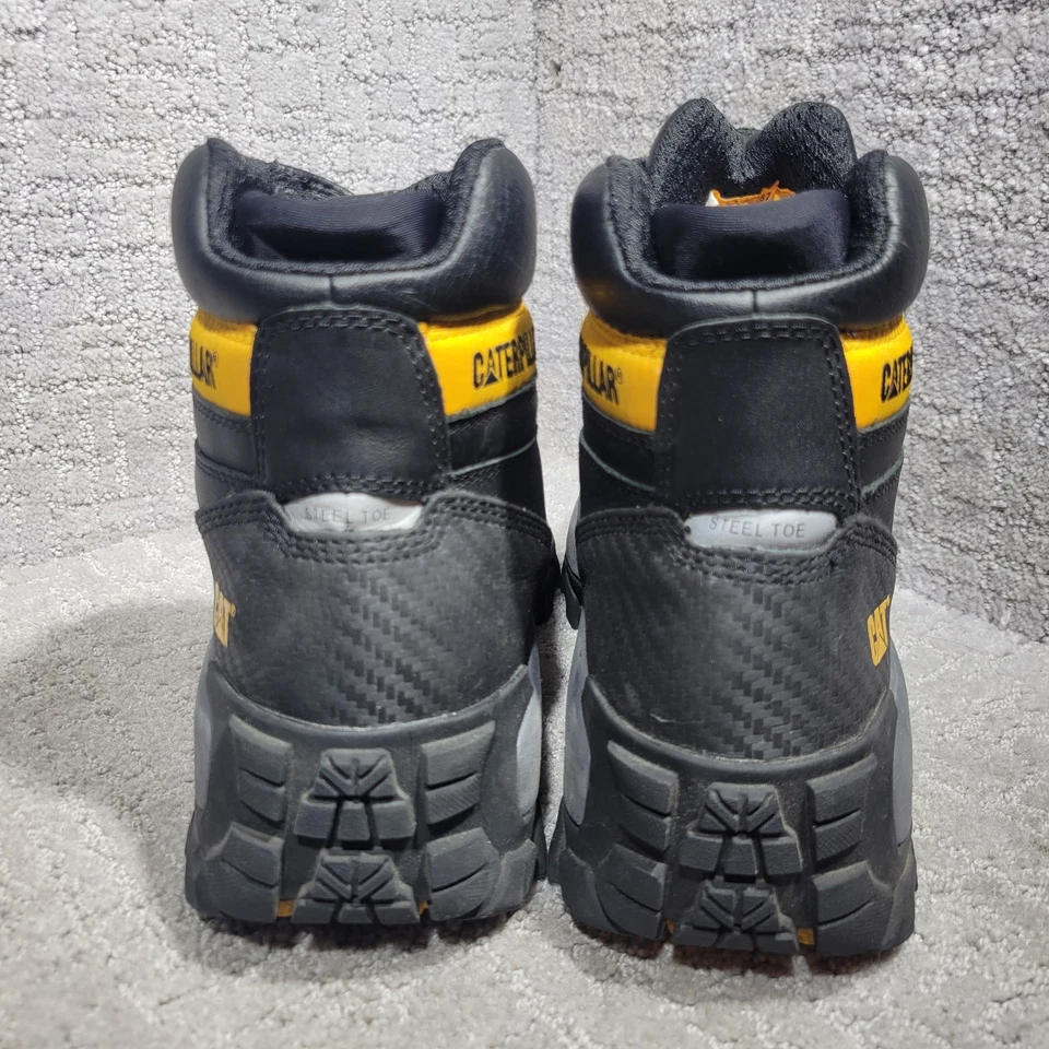 Bota de trabalho Caterpillar Invader Hi masculina tamanho 10,5M couro preto biqueira de aço P91287 - Imagem 4 de 4