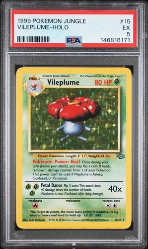 1999 POKEMON JUNGLE #15 VILEPLUME-HOLO PSA 5