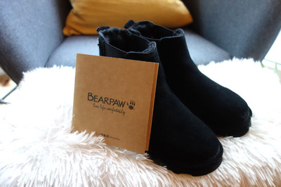 BEARPAW DAMEN DREW CHELSEA BOOTS * GR.37 *  SCHWARZES VELOURSLEDER NEU % SALE %