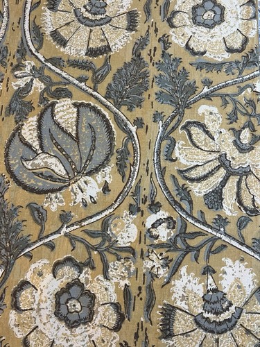 Pottery Barn Kalamkari Table Runner Floral Palampore Cotton Vine Gold Blue 18x89 - Picture 6 of 10